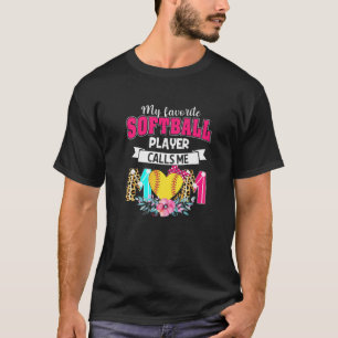 Womens My Favorite Softball Player Calls Me Mom Mo T-Shirt