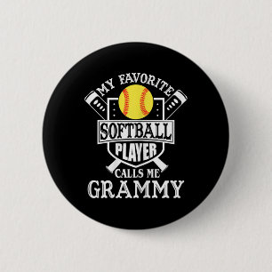 Womens My Favorite Softll Player Calls Me Grammy O 6 Cm Round Badge