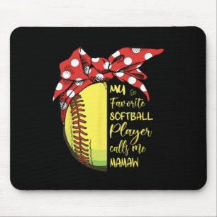 Womens My Favorite Softll Player Calls Me Mamaw Mouse Pad