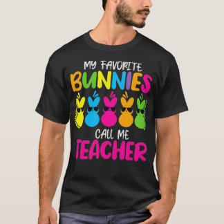 Womens My Favourite Bunnies Call Me Funny Teacher  T-Shirt
