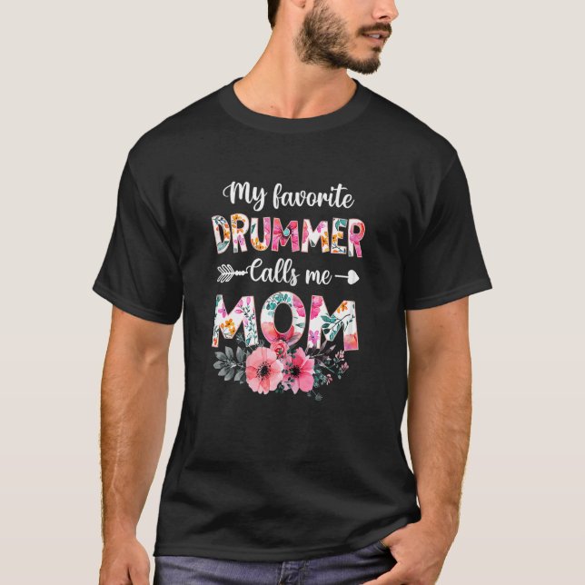 Womens My Favourite Drummer Calls Me Mum Baseball  T-Shirt (Front)