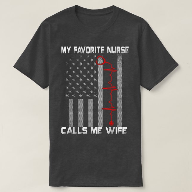 Womens My Favourite Nurse Calls Me Wife - USA Flag T-Shirt (Design Front)