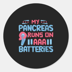 Womens My Pancreas Runs On Aaa Batteries V-neck  Classic Round Sticker