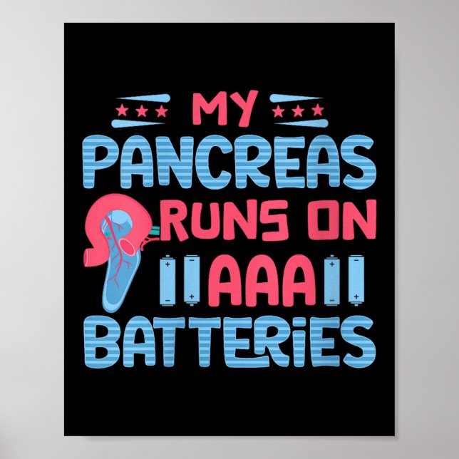 Womens My Pancreas Runs On Aaa Batteries V-neck  Poster (Front)