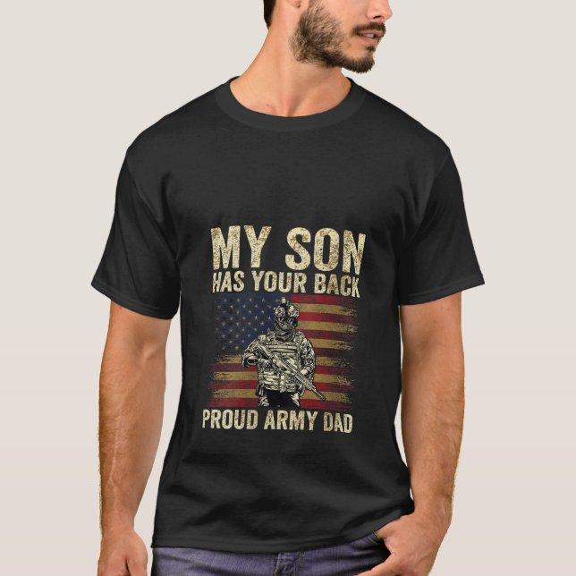 Womens My Son Has Your Back Proud Army Dad Veteran T-Shirt (Front)