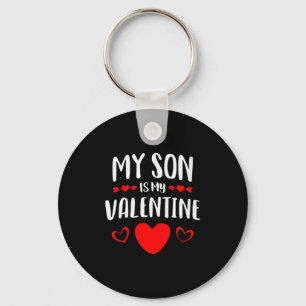 Womens My Son Is My Valentine Shirt Mom Dad Valent Key Ring