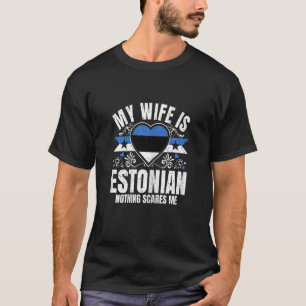 Womens My Wife Is Estonian Pride Flag Heritage Roo T-Shirt