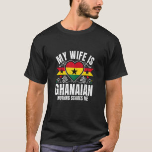 Womens My Wife Is Ghanaian Pride Flag Heritage Roo T-Shirt