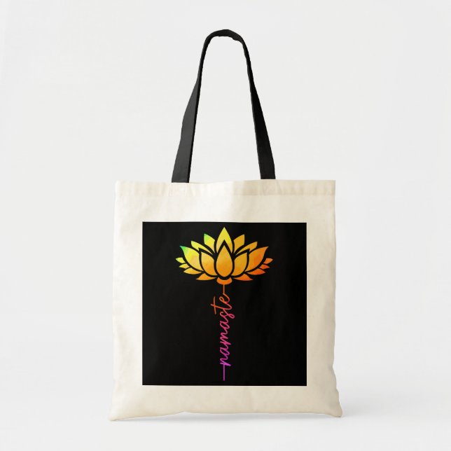 Womens Namaste Lotus Flower Yoga Zen Buddhism Tote Bag (Front)