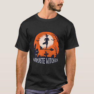 Womens Namaste Witches Full Moon Cat Lover Spiritu T-Shirt