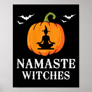 Womens Namaste Witches Pumpkin Yoga Meditation Hal Poster
