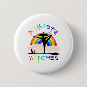 Womens Namaste Witches Yoga 6 Cm Round Badge