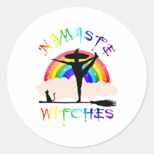 Womens Namaste Witches Yoga Classic Round Sticker