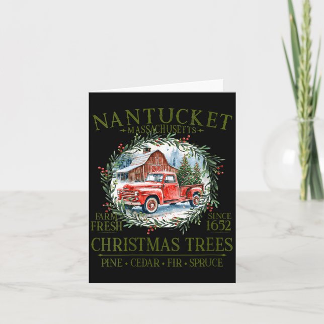 Womens Nantucket Ma Farm Fresh Christmas Trees Gre Card (Front)