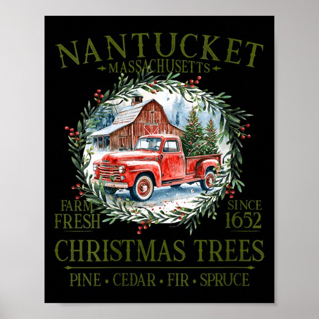 Womens Nantucket Ma Farm Fresh Christmas Trees Gre Poster (Front)