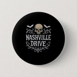 Womens Nashville Drive Skull And Bats V-neck 6 Cm Round Badge