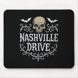 Womens Nashville Drive Skull And Bats V-neck Mouse Pad