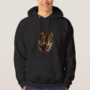 Womens Native American Wolf Wild Brown Wolf Portra Hoodie