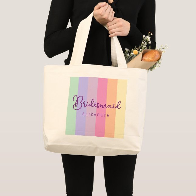 Womens Natural Wedding Bridesmaid Gifts Colourful Large Tote Bag (Front (Product))