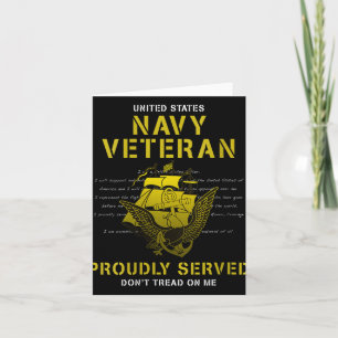 Womens Navy Veteran Proudly Served V-neck  Card