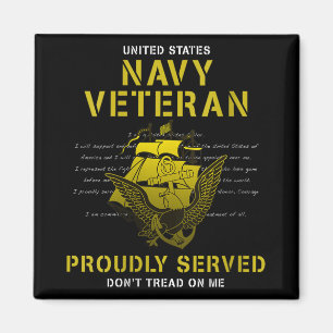 Womens Navy Veteran Proudly Served V-neck Magnet