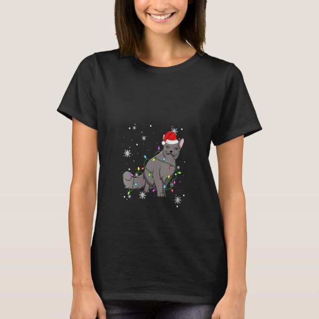 Womens Nebelung Cat Christmas Light Christmas Cat  T-Shirt (Front)