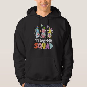 Womens Nephrology Squad Bunny Gnome Eggs Hunting N Hoodie