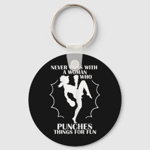 Womens Never Mess With Woman Who Punches Things Fo Key Ring