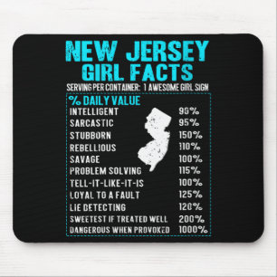 Womens New Jersey Girl Facts Funny Birthday Gift B Mouse Pad