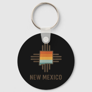 Womens New Mexico Zia Symbol Retro Sunset Vintage Key Ring