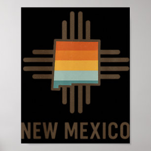 Womens New Mexico Zia Symbol Retro Sunset Vintage Poster