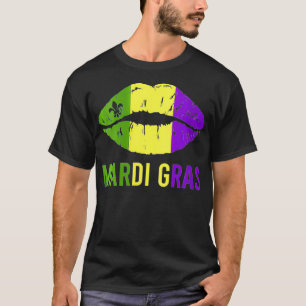 Womens New Orleans Mardi Gras Outfit Sey Lips Carn T-Shirt