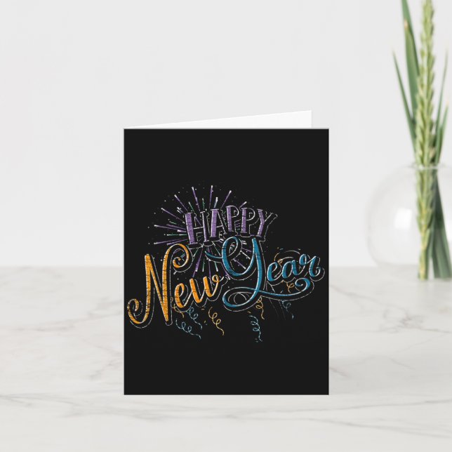 Womens New Years Eve Celebration Confetti Firework Card (Front)