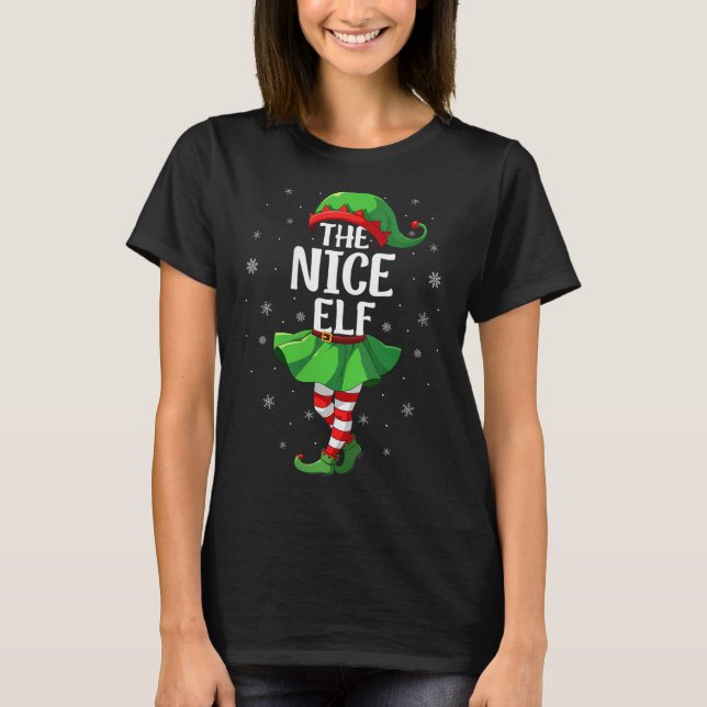 Womens Nice Elf Christmas Girls Women Elf Squad Xm T-Shirt (Front)
