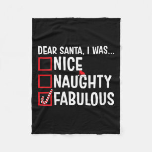 Womens Nice Naughty Fabulous Funny Santa Christmas Fleece Blanket