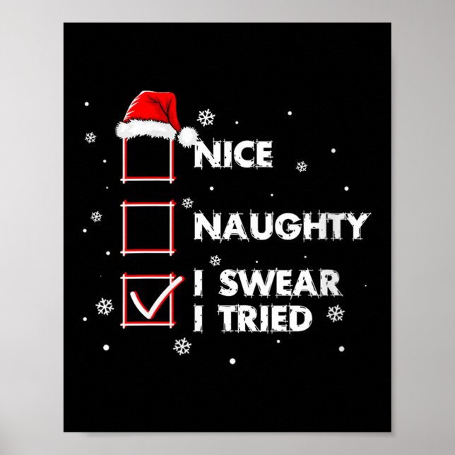 Womens Nice Naughty I Swear I Tried Shirt Adult Sa Poster (Front)