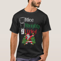 Womens Nice Naughty I Tried List Dabbing Santa Chr