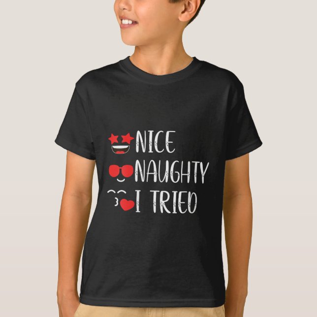 Womens Nice Naughty I Tried V-neck  T-Shirt (Front)