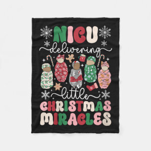 Womens Nicu Christmas Miracles Nicu Nurse Xmas Par Fleece Blanket