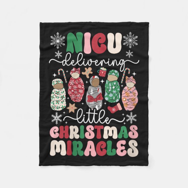 Womens Nicu Christmas Miracles Nicu Nurse Xmas Par Fleece Blanket (Front)