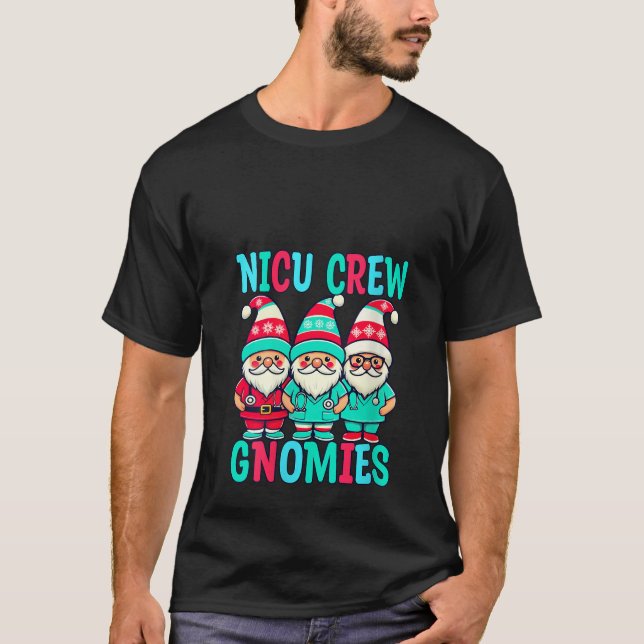Womens NICU Crew Christmas Gnomes Nurse Practition T-Shirt (Front)
