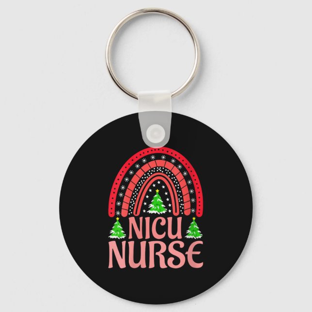 Womens Nicu Nurse Christmas Crew Nurselife Nursing Key Ring (Front)