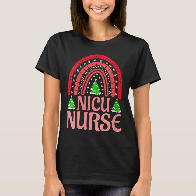 Womens Nicu Nurse Christmas Crew Nurselife Nursing T-Shirt (Front)