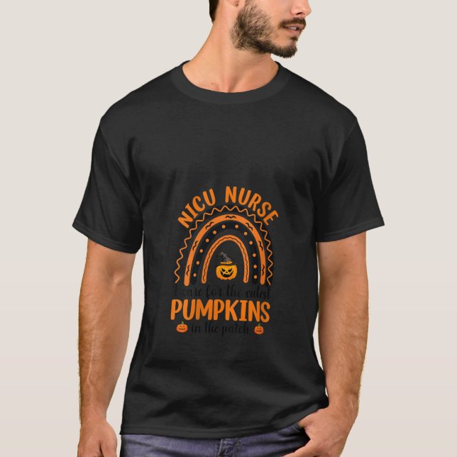 Womens NICU Nurse I Care The Cutest Pumpkins Bat H T-Shirt (Front)