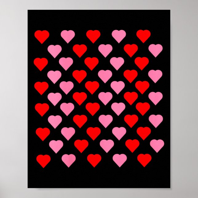Women's Nk And Red Hearts Lovers Funny Valentine’s Poster (Front)
