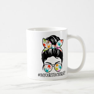 Womens Nn Daycare Teacher Life Messy Bun Mum Woman Coffee Mug