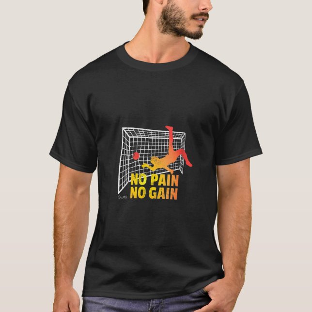 Womens No Pain No Gain  White Soccer Net Sports Mo T-Shirt (Front)