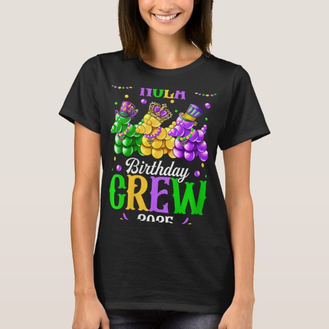 Womens Nola Birthday Crew 2025 New Orleans Mardi G T-Shirt (Front)