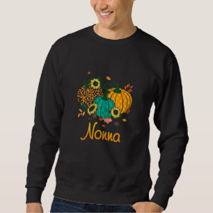 Womens Nonna Leopard Pumpkin Family Matching Thank Sweatshirt