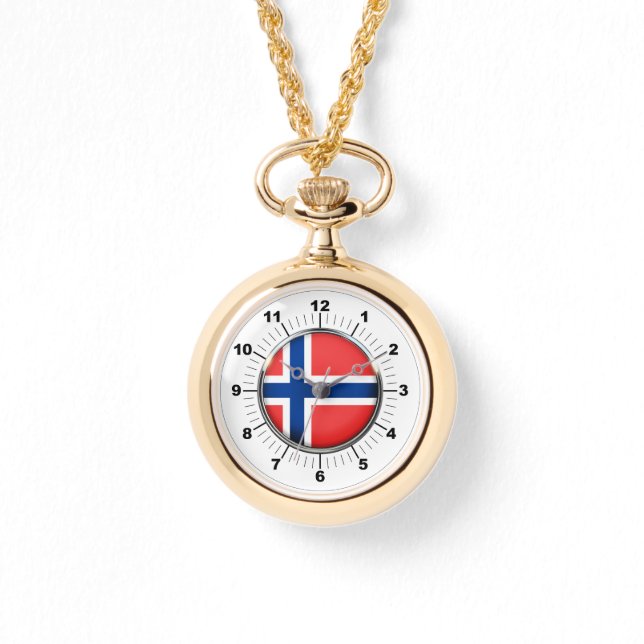 Women's Norway Flag Wraparound Gold Watch (Front)